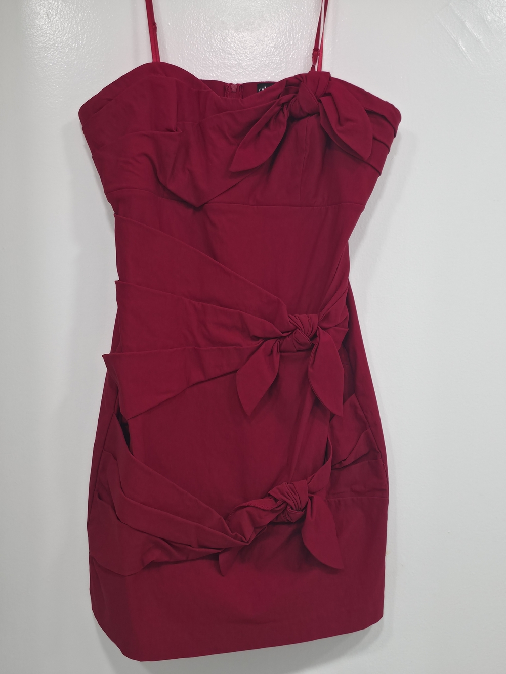 Ruby Rox Red Bow-Detail Spaghetti Strap Mini Dress